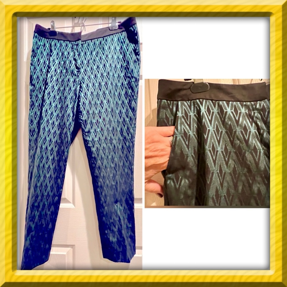 Pants - dressy - Halogen Quinn Fit green & black pants silky -size 12  BOGO